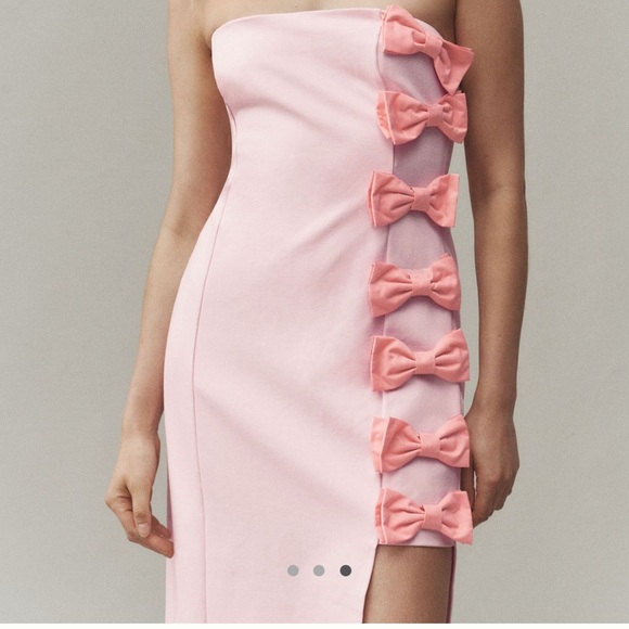 BHLDN Anthropologie Pink Strapless Dress with Bow Details - Picture 2 of 5